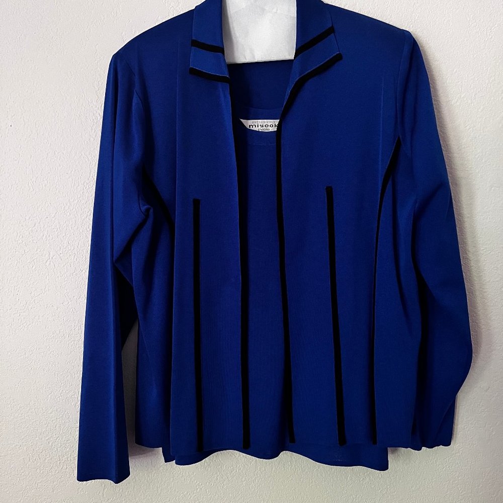 Misook Knit Sweater Set - Royal Blue + Black - M